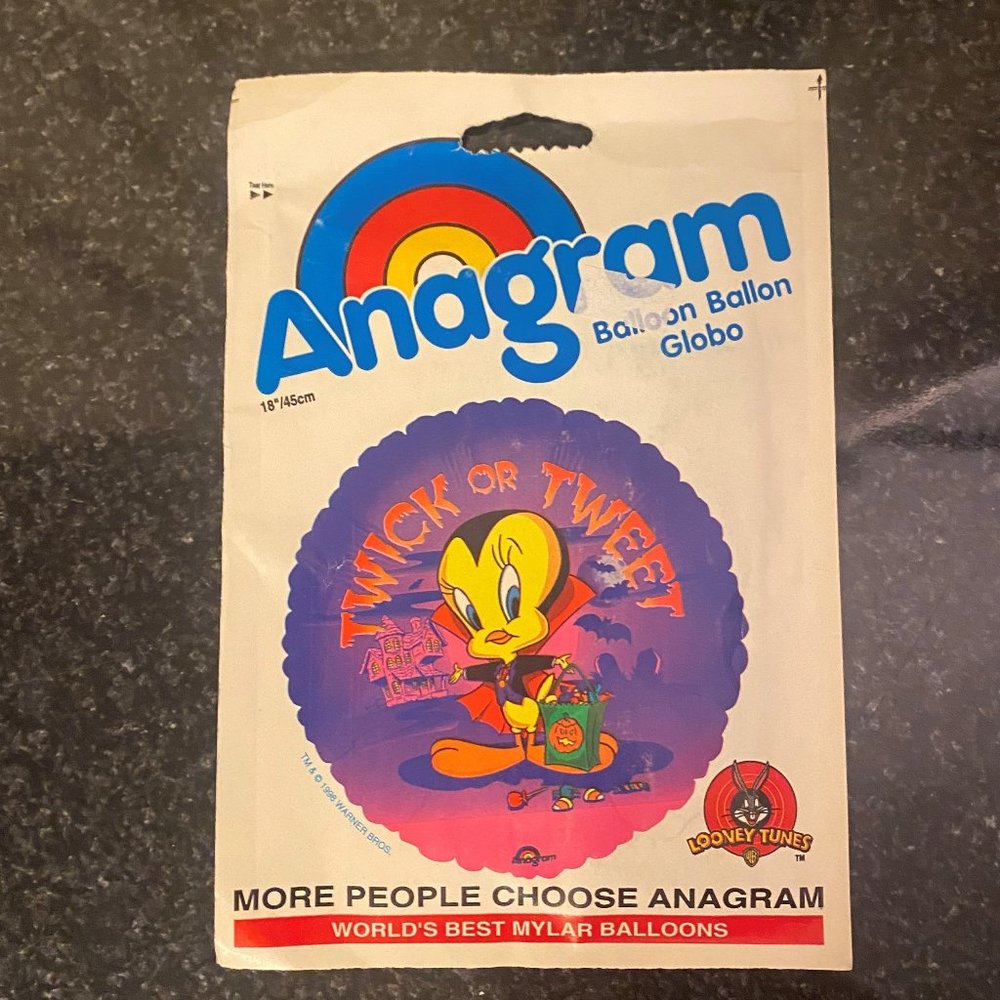Vintage 1998 Halloween Tweety Bird Mylar Balloon
